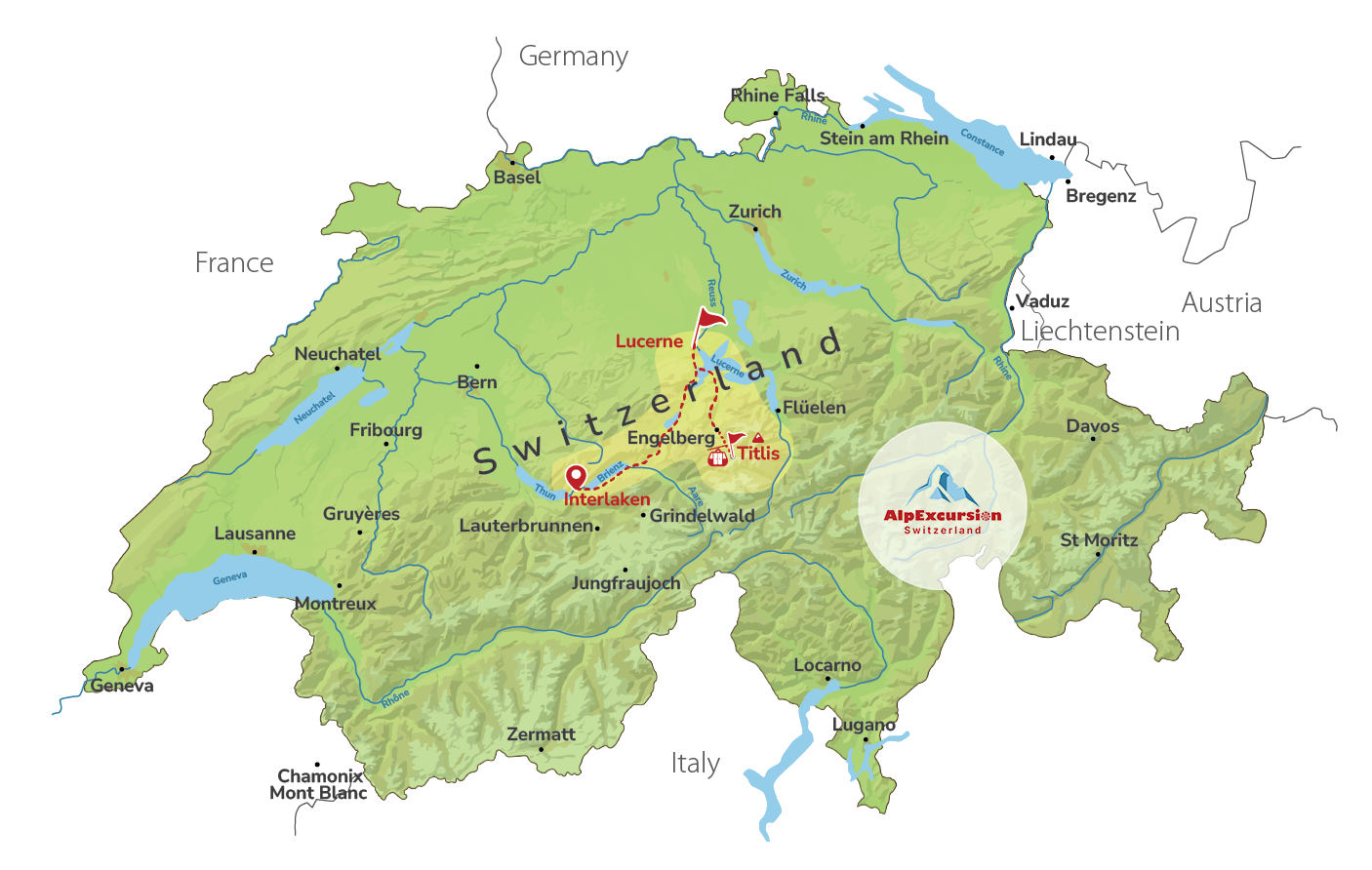 Lucerna e Monte Titlis in un giorno da Interlaken