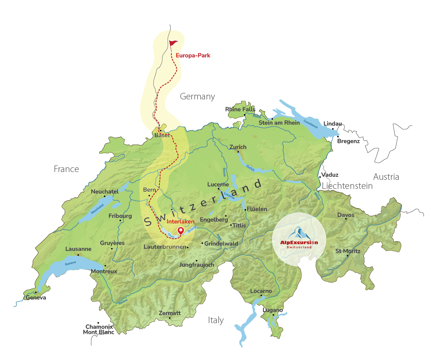 Reise zum Europapark von Interlaken
