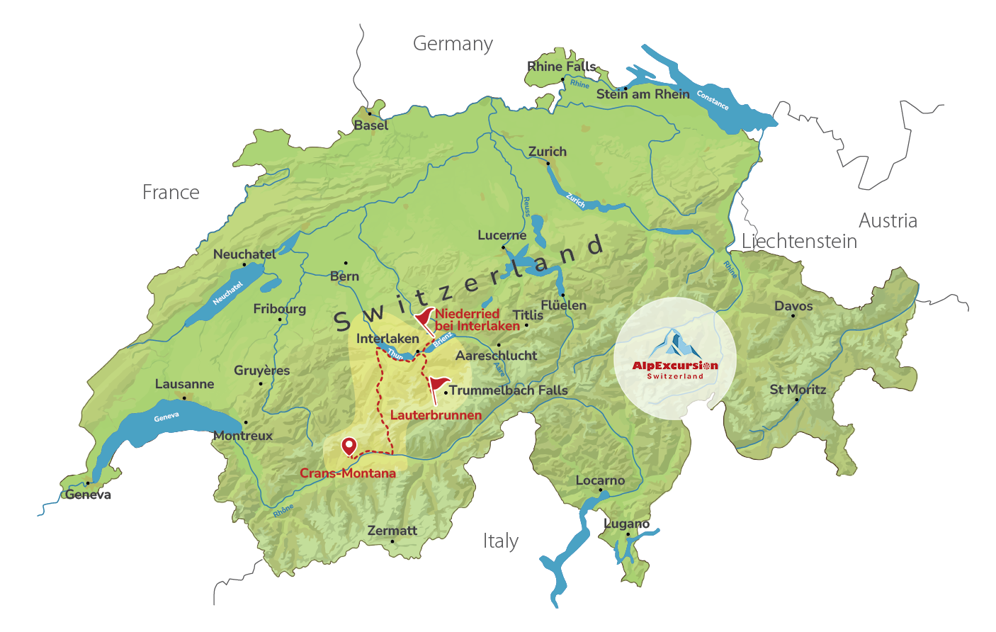 Guided Tour: Mürren Via Ferrata and Private Lakeside Picnic from Crans-Montana