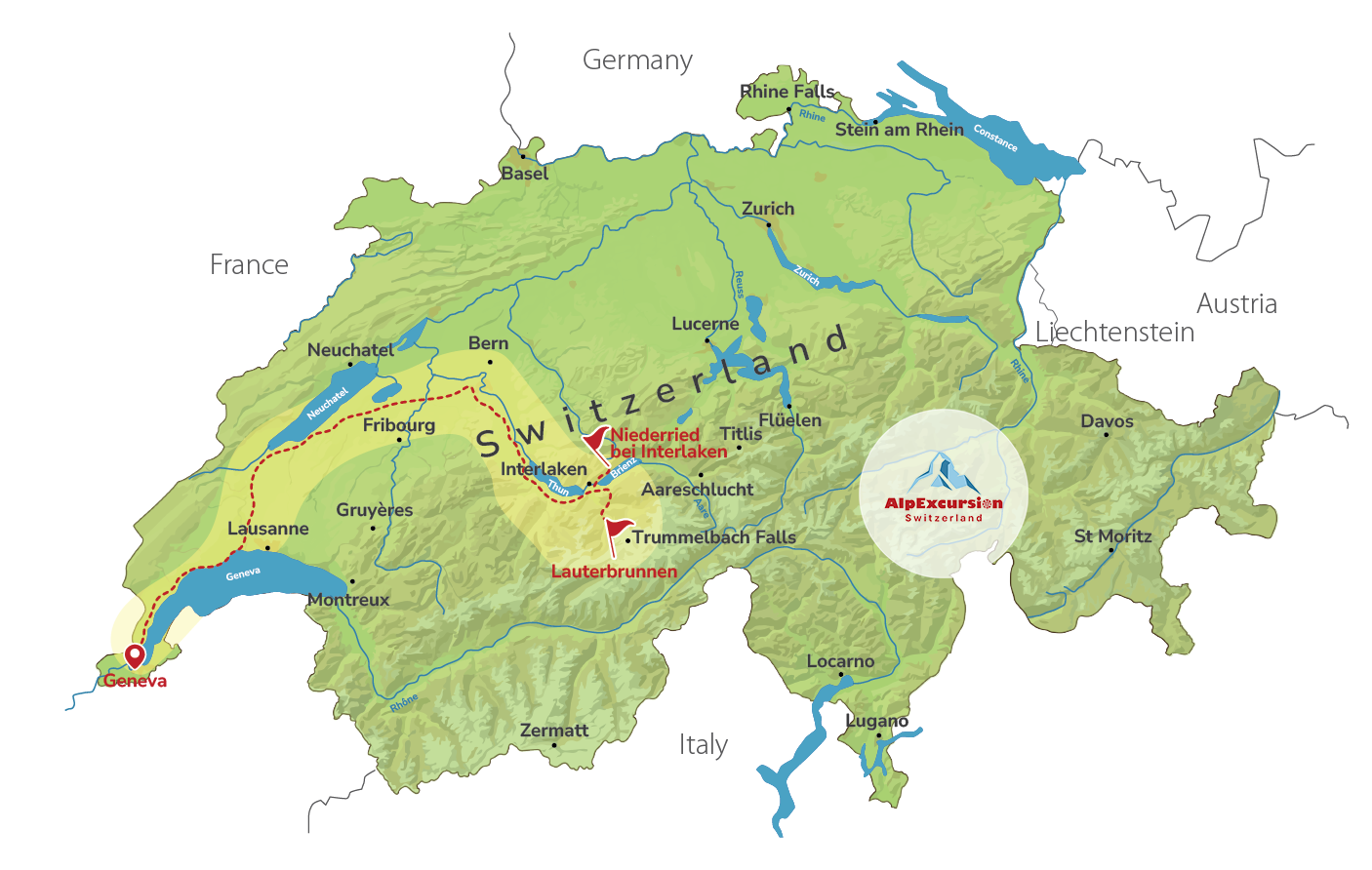 Guided Tour: Mürren Via Ferrata and Private Lakeside Picnic from Geneva