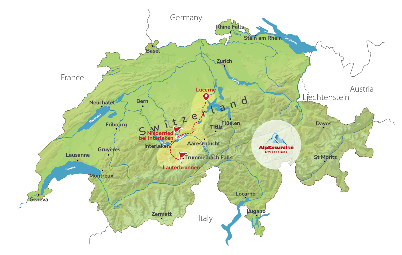 Guided Tour: Mürren Via Ferrata and Private Lakeside Picnic from Lucerne