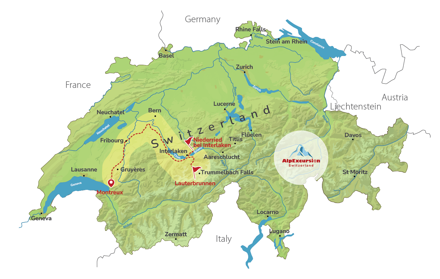 Tour guiado: Mürren Via Ferrata y Picnic Privado junto al Lago desde Montreux