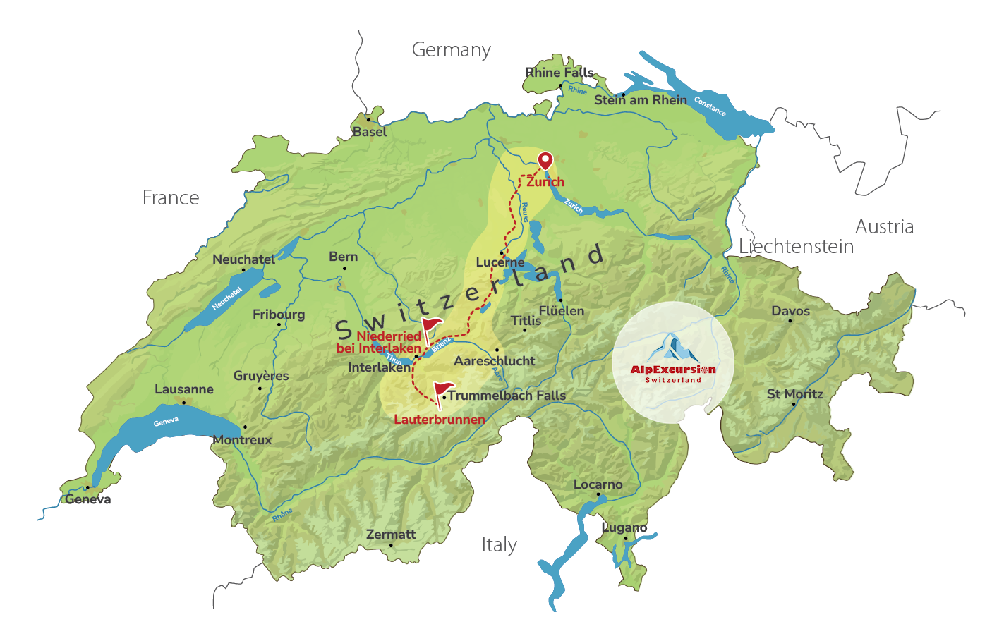 Tour guiado: Via Ferrata Mürren y Picnic Privado Junto al Lago desde Zúrich