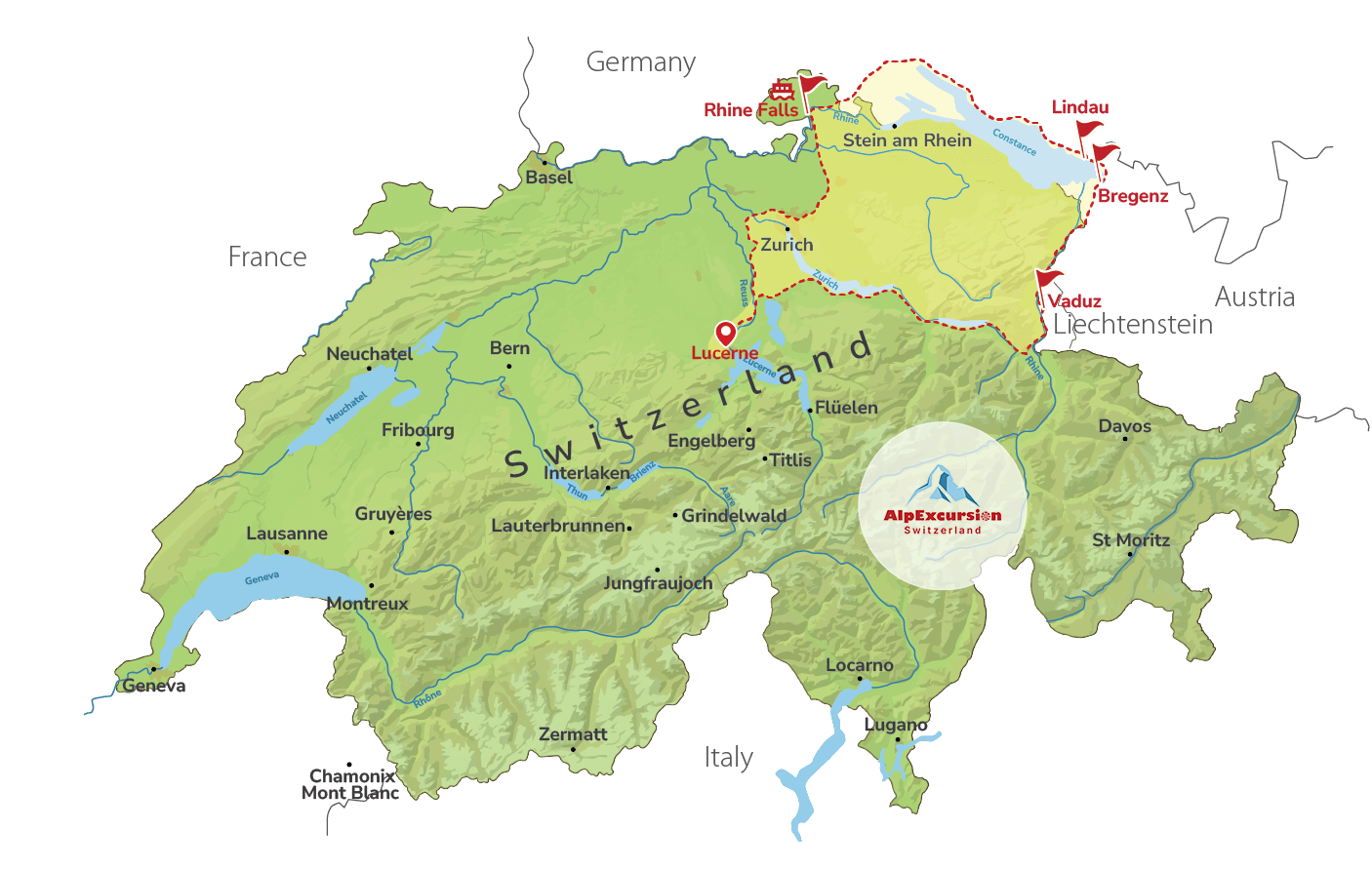 Gita privata di un giorno in 4 paesi: Liechtenstein, Austria, Germania e Svizzera da Lucerna