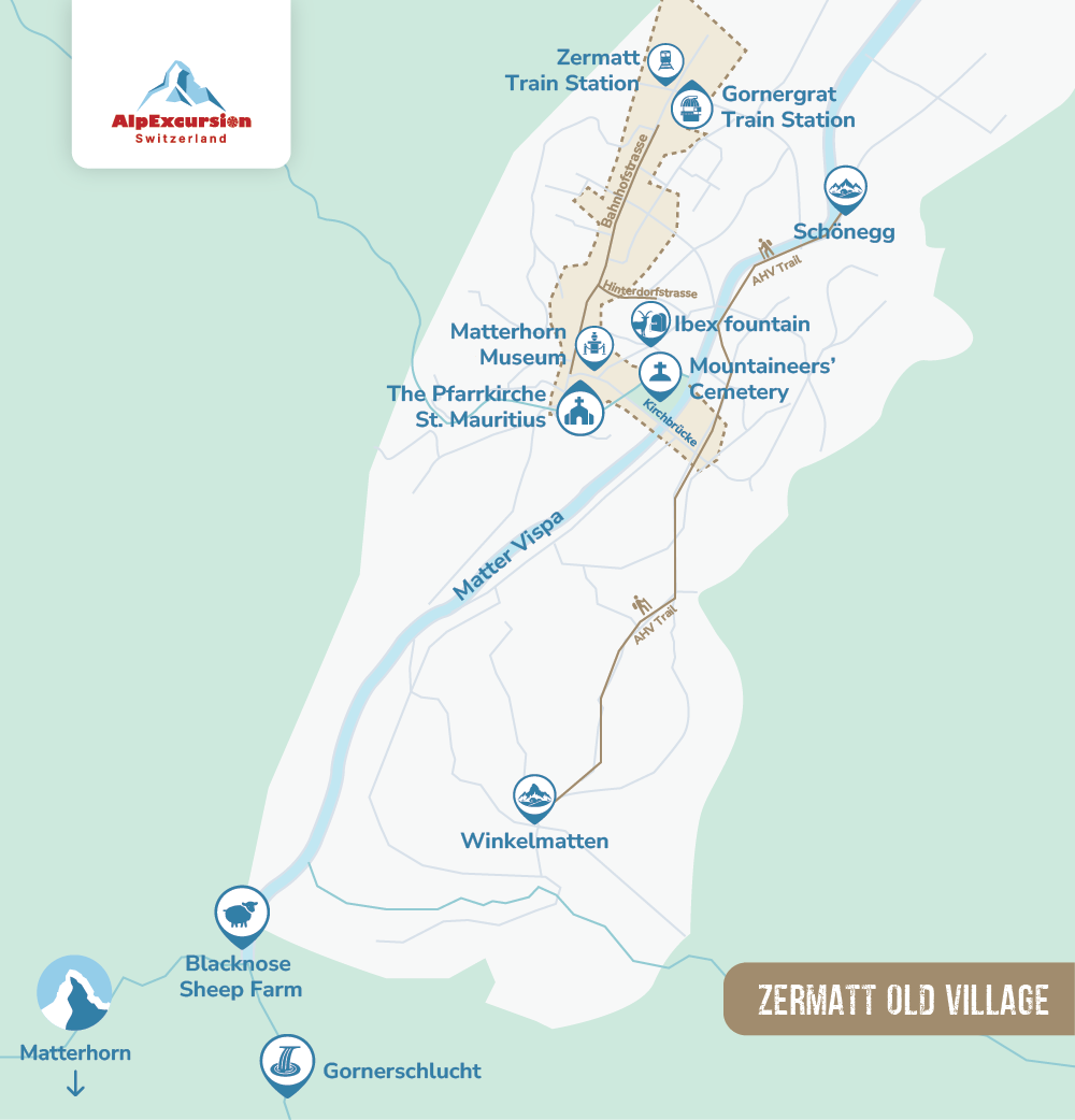 Guided Walking Tour & Scenic Trail in Zermatt Village