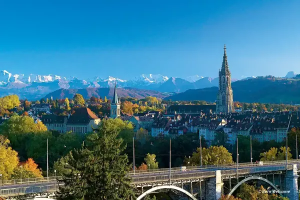 Bern Cathedral  with the Berner Oberland