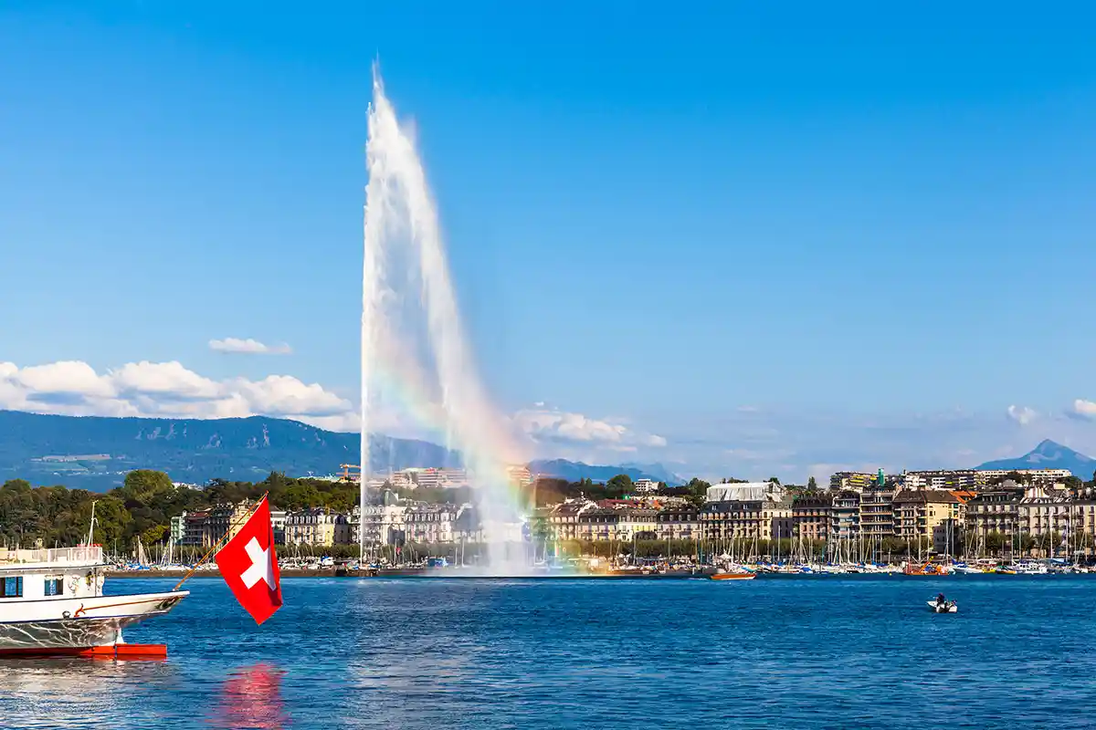 Jet Eau Fountain in Geneva